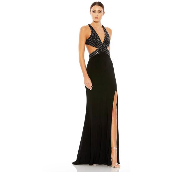 Mac Duggal Dresses & Skirts - Mac Duggal Black‎ Floral sequined Criss Cross Bodice Gown size 0 NWT